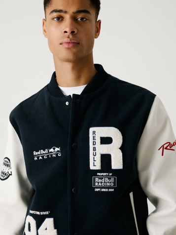 Red Bull Racing Leather Varsity Jacket by PEPE JEANS | Red