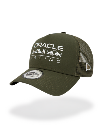 Oracle Red Bull Racing New Era Olive E Frame Trucker Hat Red Bull Shop US
